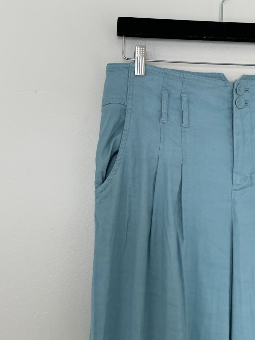 Anthropologie Linen Blend Robins Egg Blue Wide-Leg Pants Size 12 - Picture 5 of 7